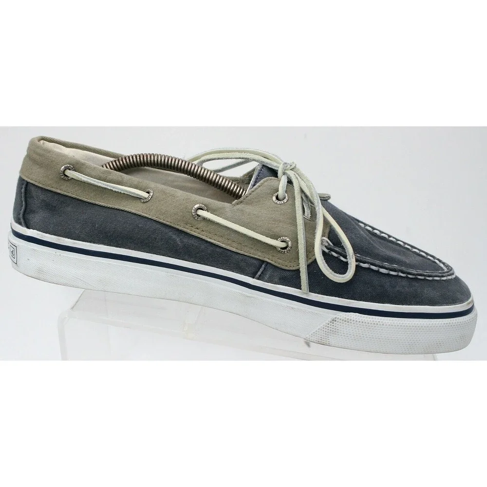 Sperry Shoes Men's Size 11.5 M Top Sider Blue Grey Boat Shoe 2 Eye Canvas